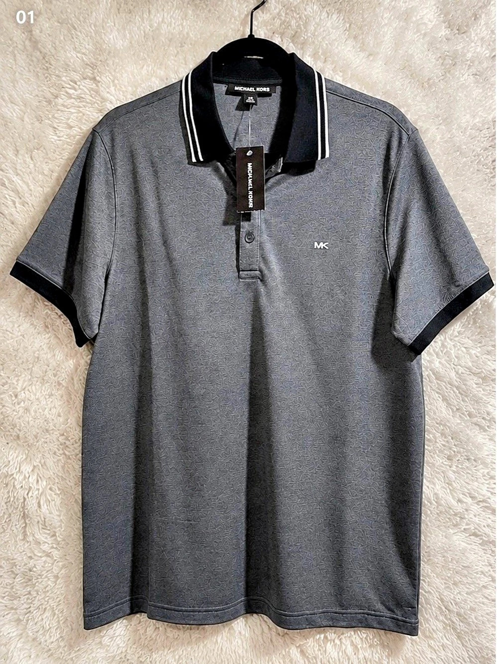Michael Kors Men's Short-Sleeve Polo Shirt Gray Small